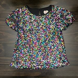 3/$10 Girl Sequin Blouse, Black Size 7